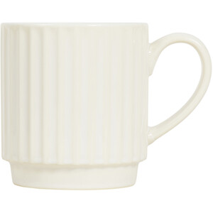 Set of 4 Jumbo Ribbed Stackable Mugs - Cream