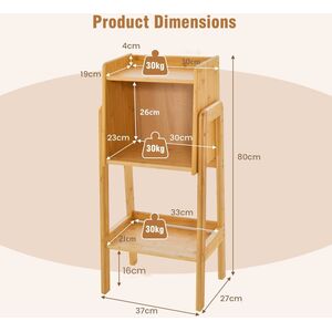 Bedroom Nightstand Storage Shelving Unit - Brown by Costway