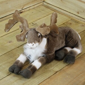 Sitting Fabric Plush Reindeer Christmas Decoration - Neutral by Samuel Alexander