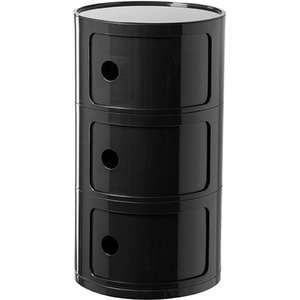 Round Beside Table Filling Cabinet Chest Unit Stockable - Black / 3 by Livingandhome