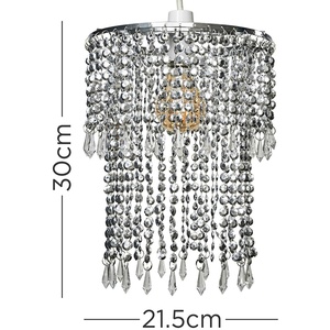 Modern Chrome Acrylic Bead Effect Silver Ceiling Pendant Light Shade - Silver by ValueLights