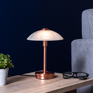 Alabaster Shade Touch Table Lamp - Antique Copper by Litecraft