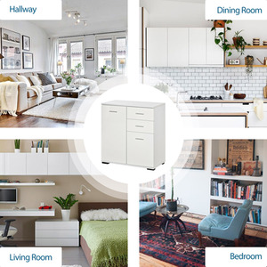 HOMCOM Modern High Gloss Sideboard - White by HOMCOM