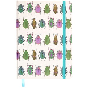 Beetle Print A5 Notebook - White by Kingsbury Gifts