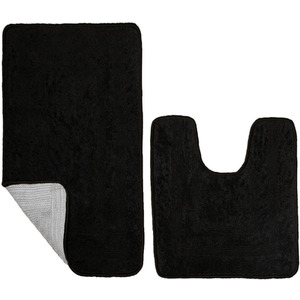Bath Mats Set Rubber Backing - Black by Roseley