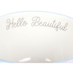 Hello Beautiful Ditsy Floral Print Mug with Butterfly - White by Gloriously Good