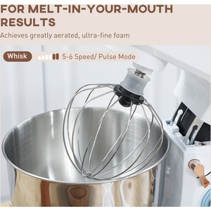 HOMCOM Stand Mixer 5L Food Mixer for Baking 6 Speeds and Pulse Setting - White by HOMCOM