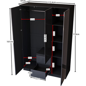 Vida Designs Glinton 3 Piece FSC Bedroom Set - Black by Vida Designs