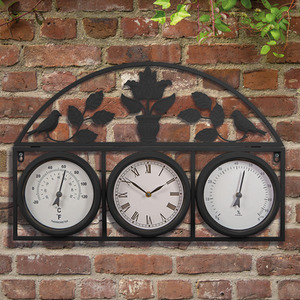 Wyegate Clock Outdoor Weather Station - Black by Garden Gear