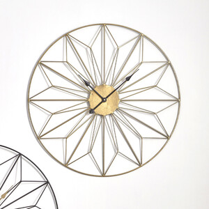 Metal Geometric Design Round Wall Clock - Gold by Pacific Lifestyle
