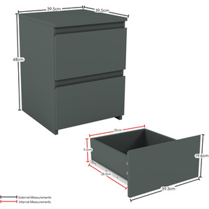 Denver Bedroom Set (2 Drawer Bedside, 6 Drawer Chest, 2 Door 2 Drawer Wardrobe) by Vida Designs