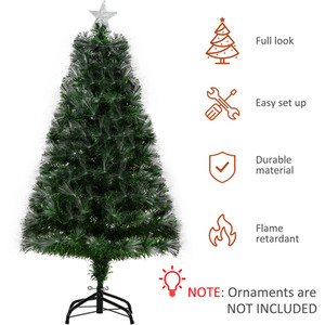 HOMCOM 4FT Multicoloured Artificial Christmas Tree with PreLit Modes Metal Stand - Green, red and blue by HOMCOM