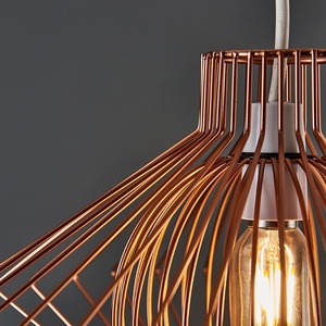 Disperse Geometric Design Copper Wire Basket Cage Ceiling Pendant Light Shade - Copper by ValueLights