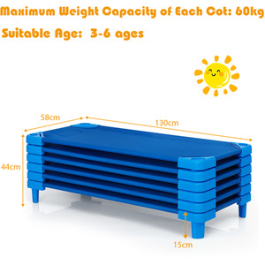 6Pcs Stackable Daycare Cot-Blue - Blue by Costway