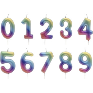 Metallic Rainbow Numbered Candle 0-9 Set by My Party