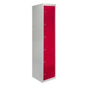 Metal Storage Lockers - Six Doors, Flatpacked, Red - Red by Monstershop