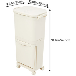 Lifeideas Kitchen Waste Sorting Bin with Wheels - Cream White / 38l / 12in by lifeideas