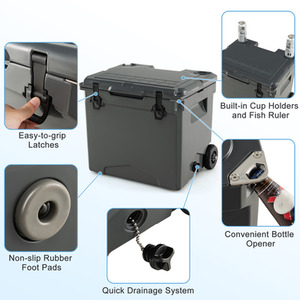 Portable Hard Rotomolded Cooler - Grey by Costway
