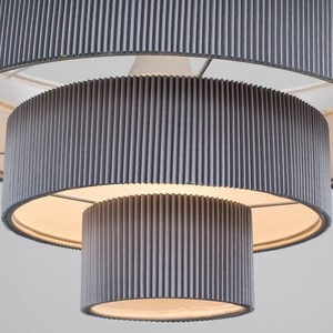 Modern 4 Tier Dark Grey Fabric Ceiling Pendant Light Shade - Grey by ValueLights