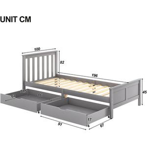 Wooden Solid Pine Storage Bed - Grey by Abrihome