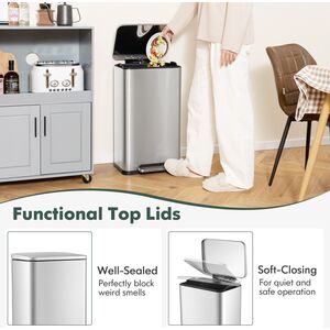 2Pcs Kitchen Rubish Bin - Silver by Costway