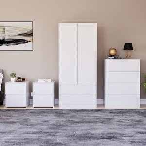 Denver Bedroom Set (2 Drawer Bedside (x2), 4 Drawer Chest, 2 Door Wardrobe) by Vida Designs