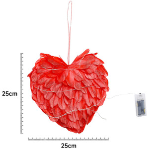 Hanging LED Heart Shaped Wreath - Red by Livingandhome