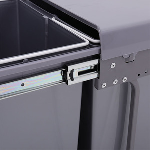 Large Kitchen Waste Bin Pull-Out Rubbish Can - Grey / 7.2kg by Livingandhome