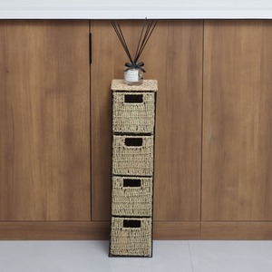 Ankara Wicker 4 Drawer Tower Storage Unit - Natural & Black by Home Source