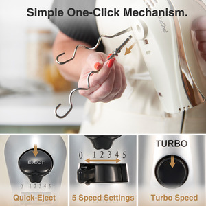 300W Electric Hand Mixer with 3 Attachments by VonShef