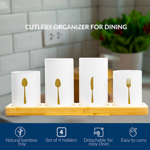 Innoteck Cutlery Holder with Bamboo Tray by Innoteck