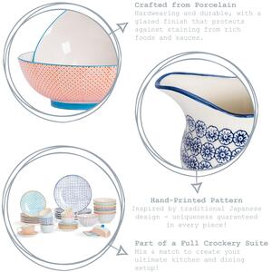 22cm Hand-Printed Pasta Bowl Pack of 6 - Multi by Nicola Spring