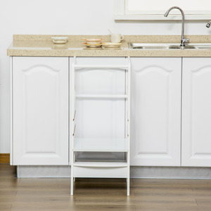 HOMCOM Kids Step Stool Kitchen Stool with Adjustable Standing Platform - White by HOMCOM