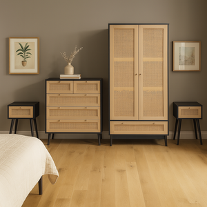 Wooden 4 Piece Furniture Set Wardrobe Chest of Drawers Bedsides Birlea - Black by Birlea