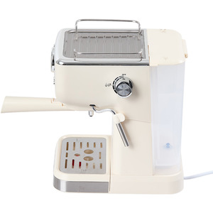 Retro Coffee Espresso Machine with Latte Milk Frother - Cream-coloured by Livingandhome