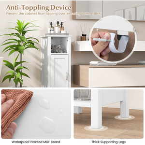 Bathroom Floor Cabinet Storage Cabinet - White by Costway