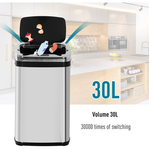 HOMCOM 30L Automatic Kitchen Bin - Silver by HOMCOM