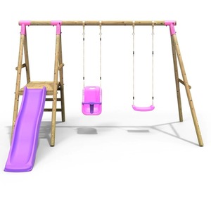 Wooden Swing Set with Slide by Rebo