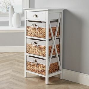 Home Source Dartmouth 3 Wicker Basket Drawer Chest Storage Unit - White by Home Source