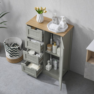 Priano 4 Drawer 1 Door Freestanding Unit - Grey by Vida Designs