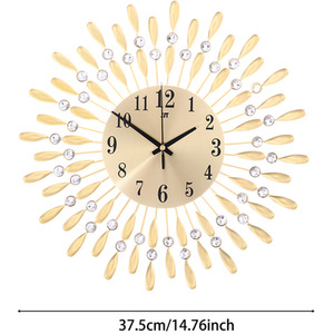 Metal Wall Clock with Crystal - Gold by lifeideas