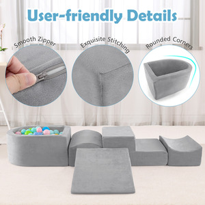 5-Piece Climb and Crawl Playset - Grey by Costway