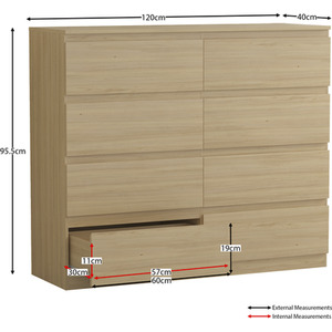 Denver Bedroom Set (2 Drawer Bedside, 8 Drawer Chest, 2 Door 2 Drawer Wardrobe) by Vida Designs