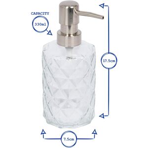 2pc Prism Glass Soap Dispenser Set with Ceramic Tray - 330ml - Clear by Harbour Housewares