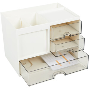 Desk Organiser with Drawers - White