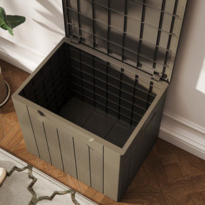 HOMCOM 107 L Plastic Storage Chest with Lock Hole Handles by HOMCOM