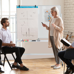 Magnetic Double Sided Whiteboard - White by Costway