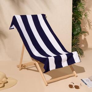 Stripe Print Beach Towel - Navy by OHS