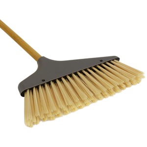 Bamboo Long Handle Dustpan and Bristle Brush Set - Orange by JVL