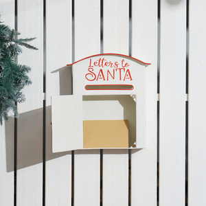 HOMCOM Christmas Post Box Wall Mounted Letters to Santa Mailbox - White by HOMCOM